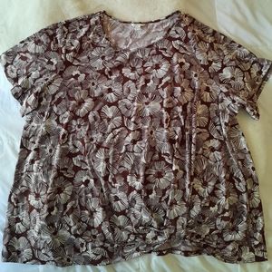 Cato ~ NWOT ~ Pretty brown floral short sleeve top